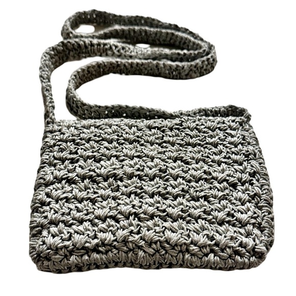 Carrie Forbes Vintage Crochet Satchel Handbag w/ Strap. Silver - Picture 4 of 15